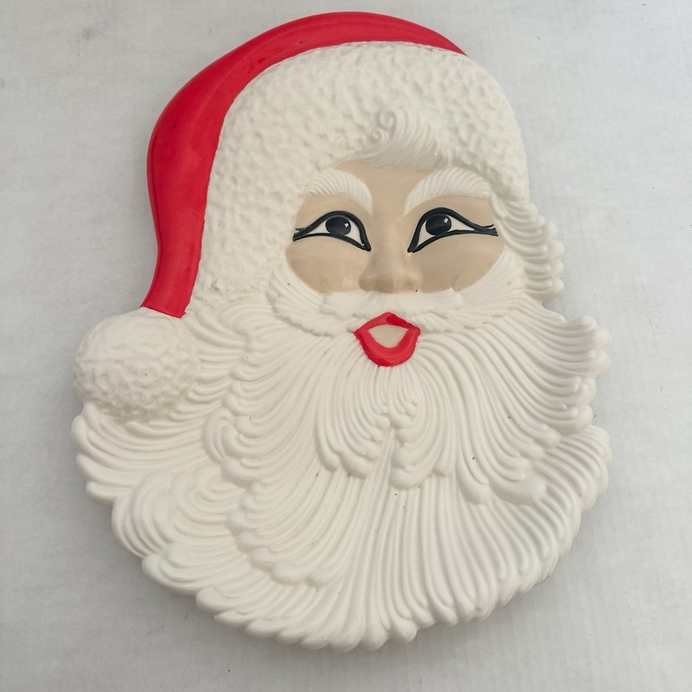 Vintage Santa Christmas Cookie Platter Ceramic Wall Hanging Santa Clause